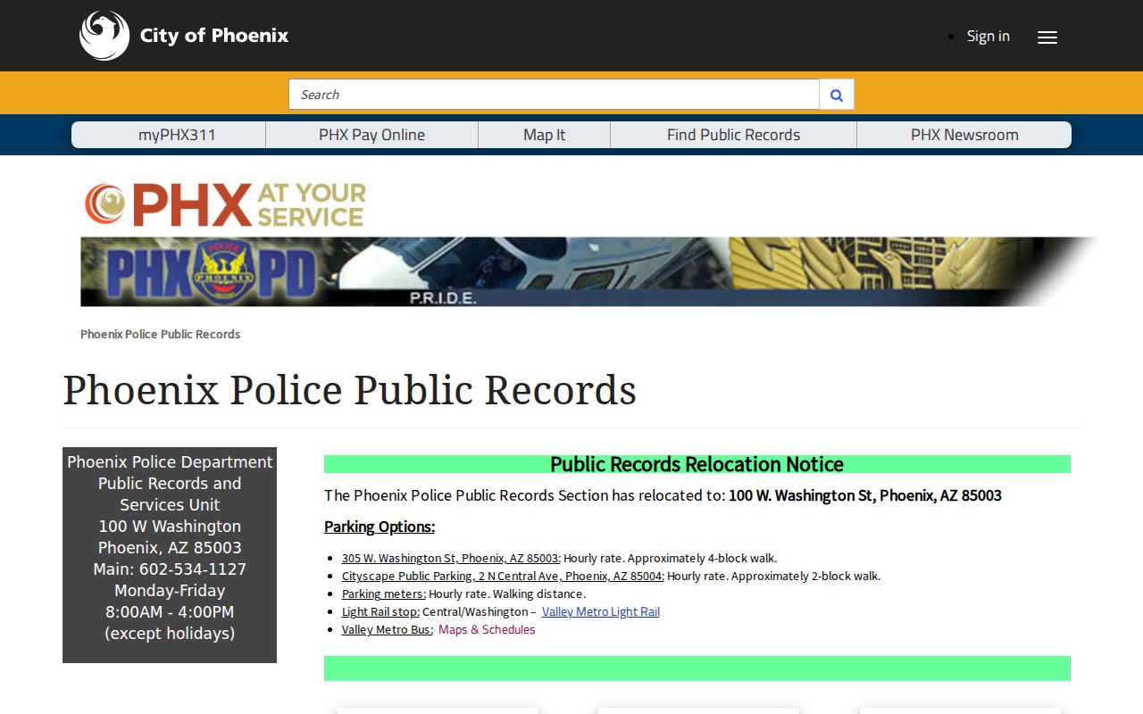 Maricopa County arrest search through the Phoenix Police Public Records portal