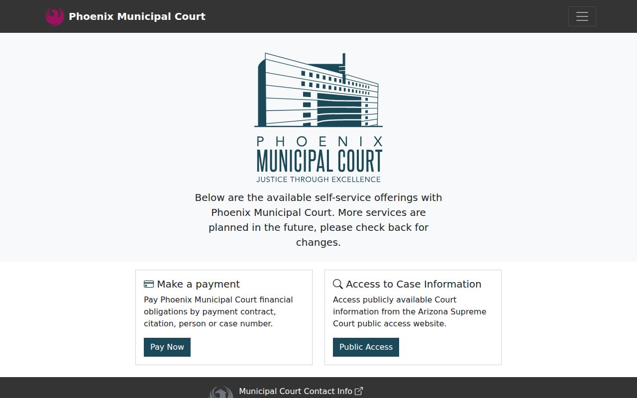 Maricopa County court case lookup through Phoenix Municipal Court