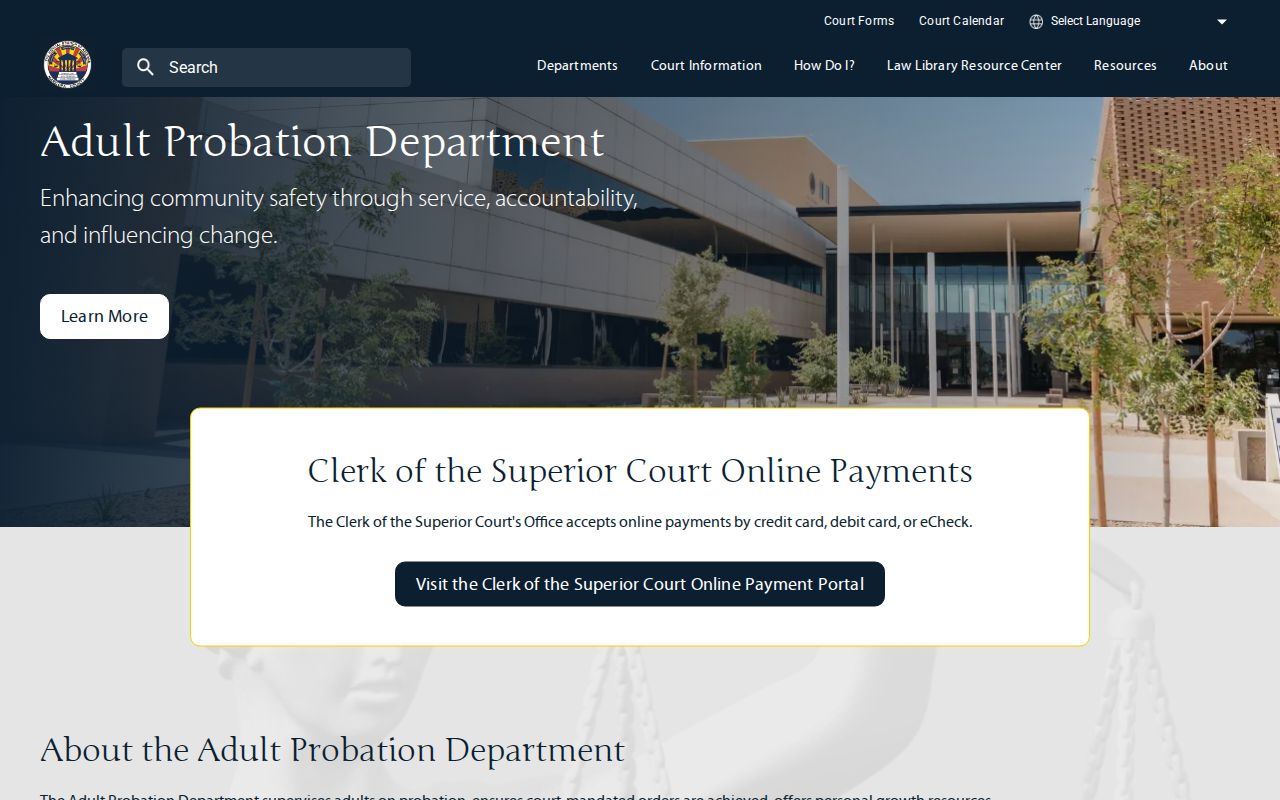 Maricopa County criminal probation records department overview
