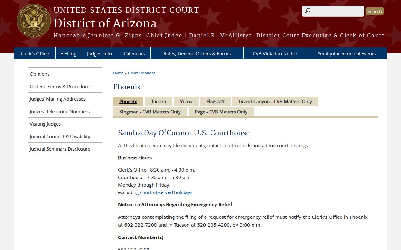 Maricopa County criminal history federal courthouse Phoenix