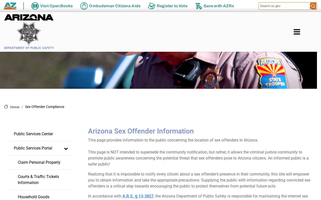 Maricopa County sex offender lookup through Arizona DPS compliance information